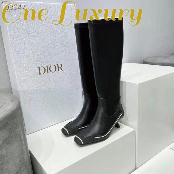 Replica Dior Women Shoes D-Motion Heeled Boot Black Stretch Lambskin Rubber 6