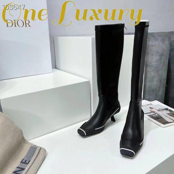 Replica Dior Women Shoes D-Motion Heeled Boot Black Stretch Lambskin Rubber 10