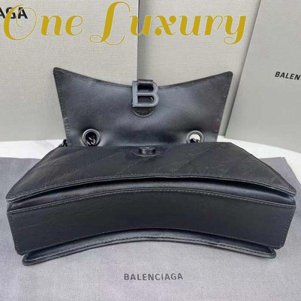 Replica Balenciaga Women Crush Small Chain Bag Quilted Black Crushed Calfskin Black Matte Hardware 5