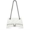 Replica Balenciaga Women Crush Small Chain Bag Quilted White Crushed Calfskin Aged-Silver Hardware