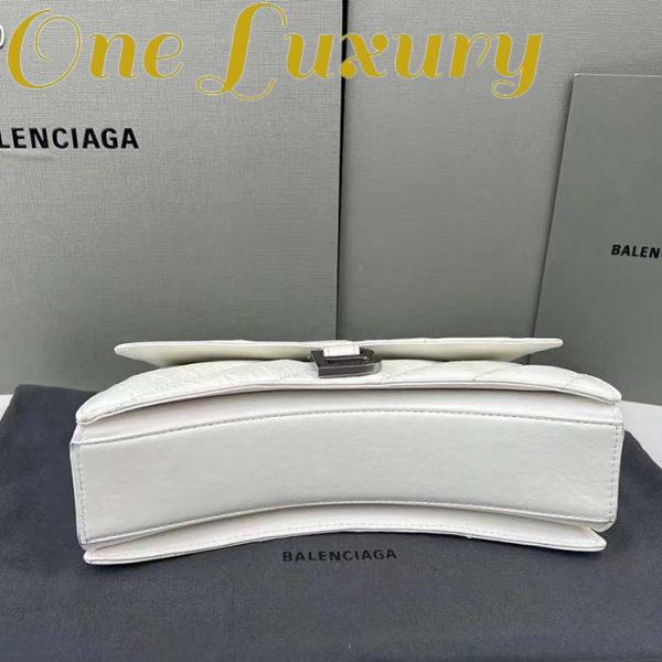 Replica Balenciaga Women Crush Small Chain Bag Quilted White Crushed Calfskin Aged-Silver Hardware 4
