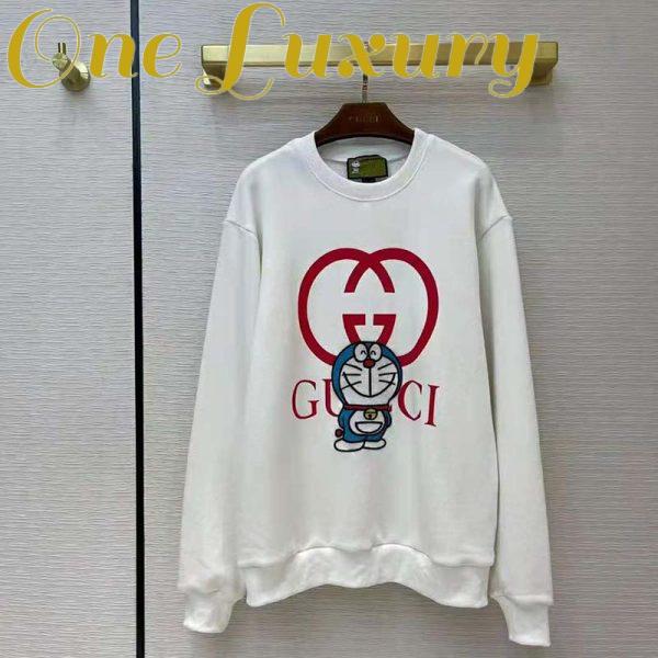 Replica Gucci Women Doraemon x Gucci Cotton Sweatshirt Crewneck Oversized Fit-White 2