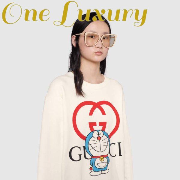 Replica Gucci Women Doraemon x Gucci Cotton Sweatshirt Crewneck Oversized Fit-White 12