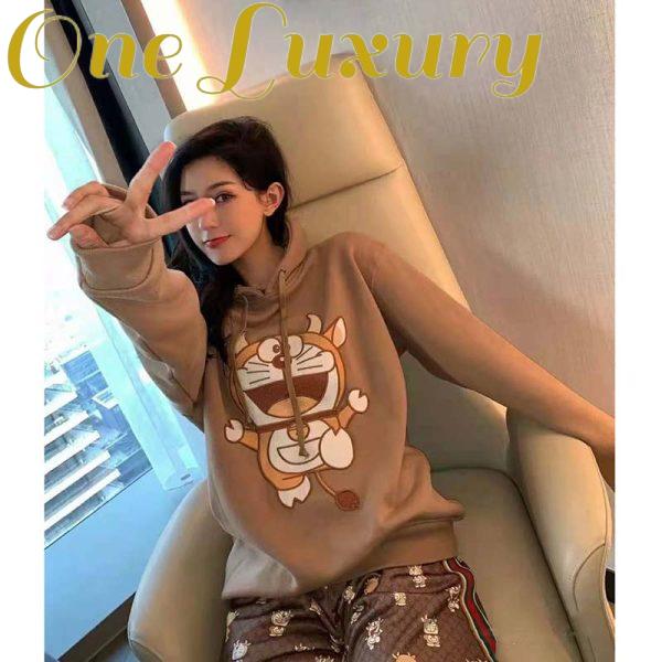 Replica Gucci Women Doraemon x Gucci Hooded Sweatshirt Cotton Jersey Oversized Fit-Brown 5