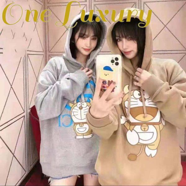 Replica Gucci Women Doraemon x Gucci Hooded Sweatshirt Cotton Jersey Oversized Fit-Brown 7