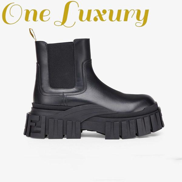 Replica Fendi Women Force Black Leather Chelsea Boots 2