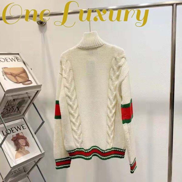 Replica Gucci Women GG Cable Knit Bomber Jacket Off-White Cable Knit Wool 3