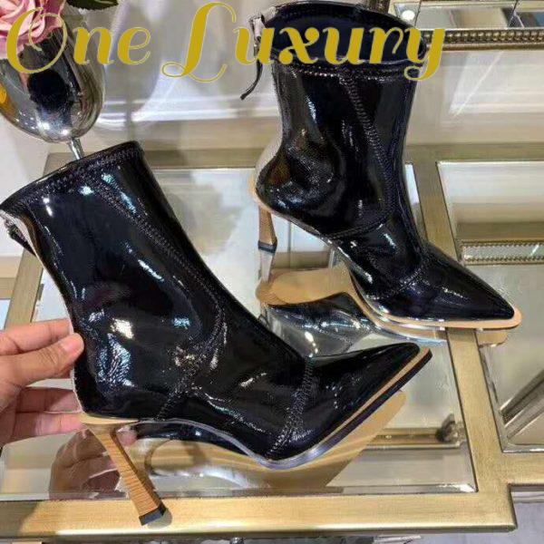 Replica Fendi Women Glossy Black Neoprene Ankle Boots FFrame Pointed-Toe 9