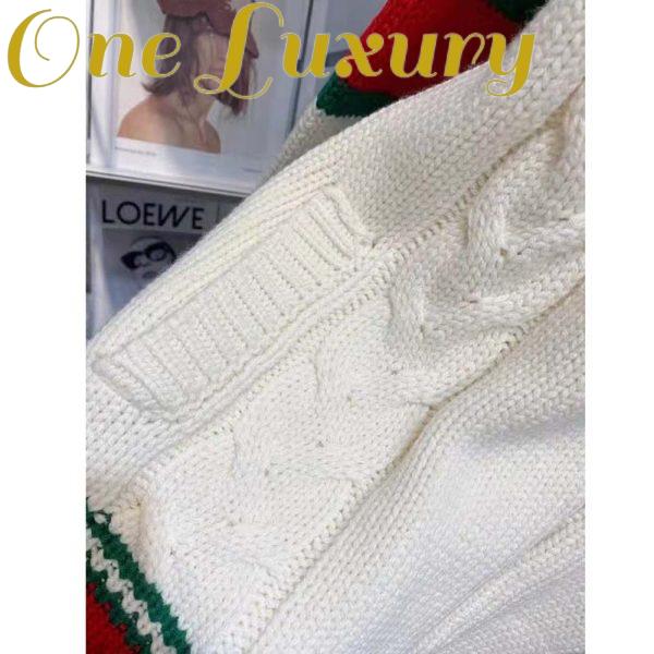 Replica Gucci Women GG Cable Knit Bomber Jacket Off-White Cable Knit Wool 9
