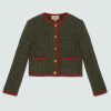 Replica Gucci Women GG Cable Knit Bomber Jacket Off-White Cable Knit Wool 17