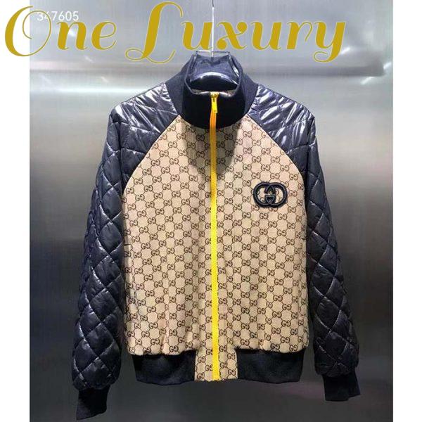 Replica Gucci Women GG Canvas Nylon Zip Jacket Beige Ebony Black Quilted High Neck 2