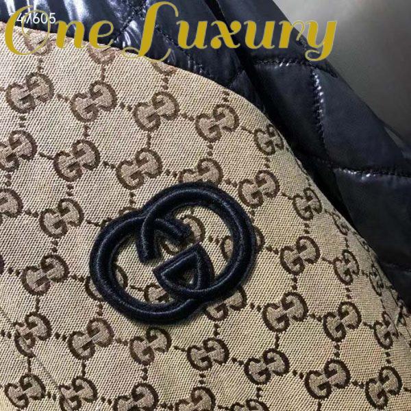 Replica Gucci Women GG Canvas Nylon Zip Jacket Beige Ebony Black Quilted High Neck 6