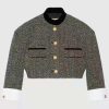 Replica Gucci Women GG Check Tweed Jacket with Double G Buttons