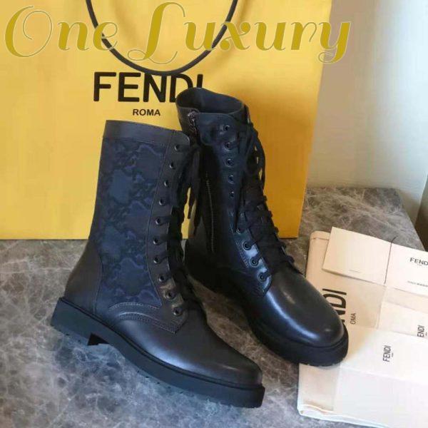 Replica Fendi Women Signature Black Leather Biker Boots 5