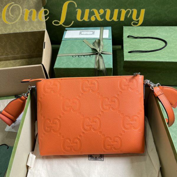 Replica Gucci Unisex Jumbo GG Medium Messenger Bag Orange Leather Zip Closure 2