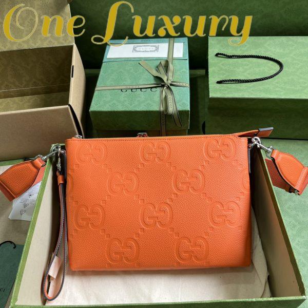 Replica Gucci Unisex Jumbo GG Medium Messenger Bag Orange Leather Zip Closure 3