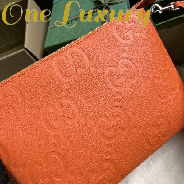 Replica Gucci Unisex Jumbo GG Medium Messenger Bag Orange Leather Zip Closure 4