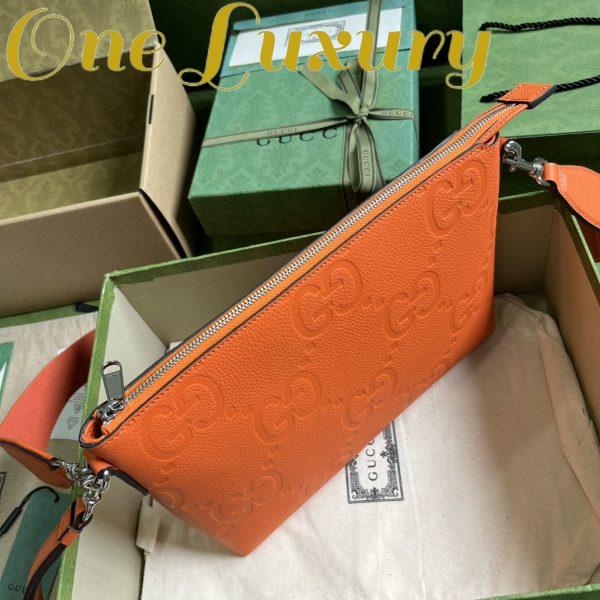 Replica Gucci Unisex Jumbo GG Medium Messenger Bag Orange Leather Zip Closure 6