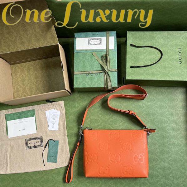 Replica Gucci Unisex Jumbo GG Medium Messenger Bag Orange Leather Zip Closure 8