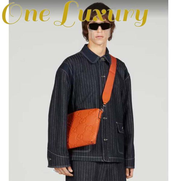 Replica Gucci Unisex Jumbo GG Medium Messenger Bag Orange Leather Zip Closure 11