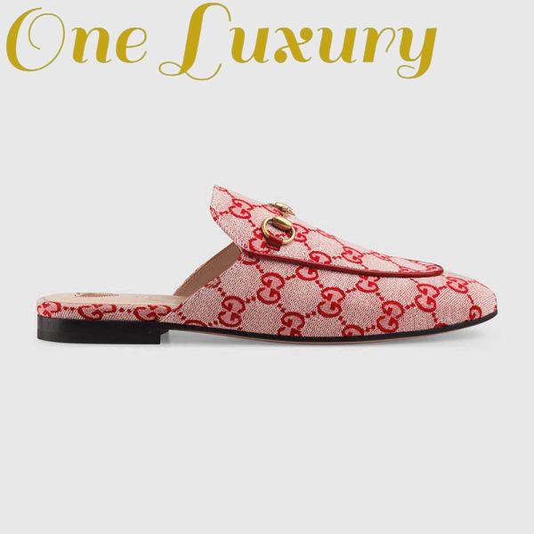 Replica Gucci Women Shoes Princetown GG Canvas Slipper 10mm Heel-Pink