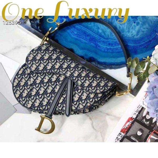 Replica Dior Women Saddle Bag in Blue Dior Oblique Jacquard Canvas 3
