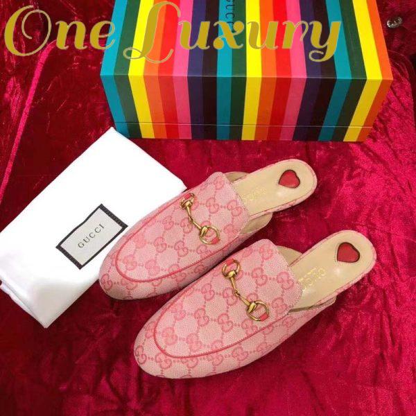Replica Gucci Women Shoes Princetown GG Canvas Slipper 10mm Heel-Pink 3