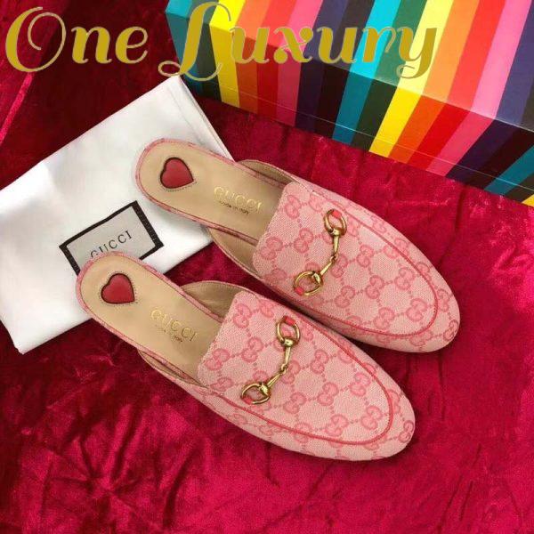 Replica Gucci Women Shoes Princetown GG Canvas Slipper 10mm Heel-Pink 4