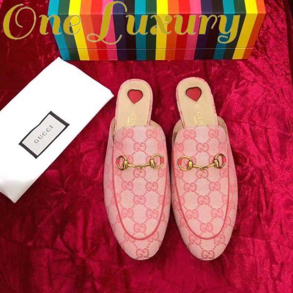 Replica Gucci Women Shoes Princetown GG Canvas Slipper 10mm Heel-Pink 5