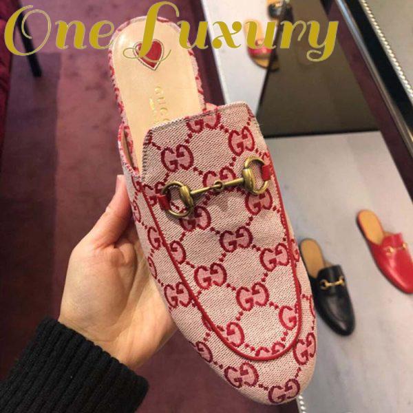 Replica Gucci Women Shoes Princetown GG Canvas Slipper 10mm Heel-Pink 6