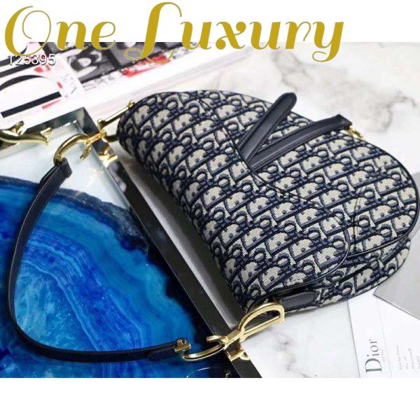 Replica Dior Women Saddle Bag in Blue Dior Oblique Jacquard Canvas 6