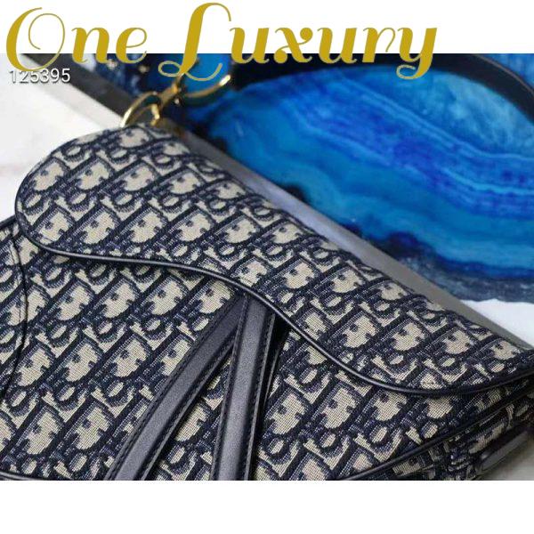 Replica Dior Women Saddle Bag in Blue Dior Oblique Jacquard Canvas 9