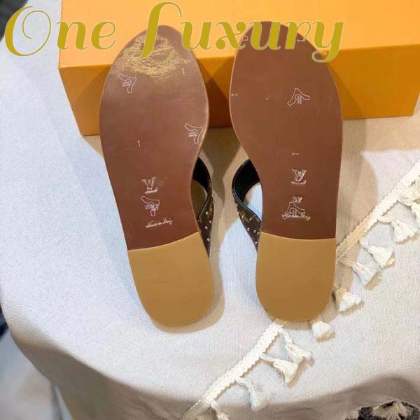 Replica Louis Vuitton LV Sunny Flat Thong Gold Perforated Monogram Canvas Leather Outsole 7
