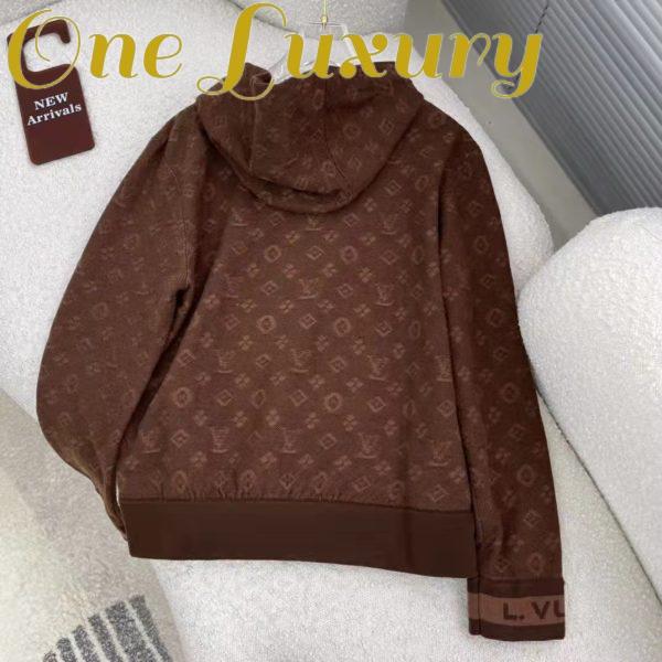 Replica Louis Vuitton LV Women Monogram Hoodie Wool Polyester Brown Slightly Loose Fit 3