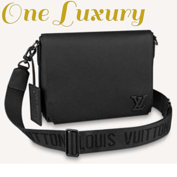Replica Louis Vuitton LV Unisex Aerogram Messenger Black Grained Calf Cowhide Leather