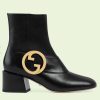 Replica Gucci GG Women Ankle Boot with Interlocking G Black Leather 9 cm Heel 15
