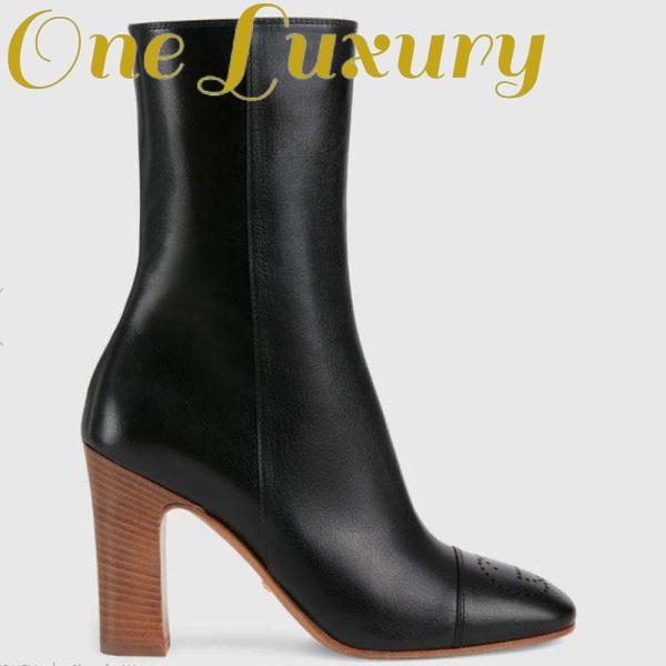 Replica Gucci GG Women Ankle Boot with Interlocking G Black Leather 9 cm Heel 2
