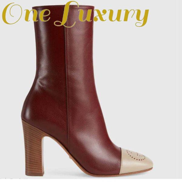 Replica Gucci GG Women Boot with Interlocking G Red Leather with Oatmeal Tip