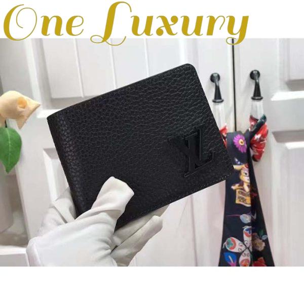 Replica Louis Vuitton Unisex Multiple Wallet Black Grained Cowhide Leather Textile Lining 3