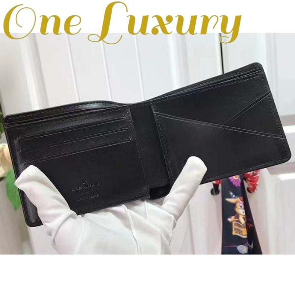 Replica Louis Vuitton Unisex Multiple Wallet Black Grained Cowhide Leather Textile Lining 7