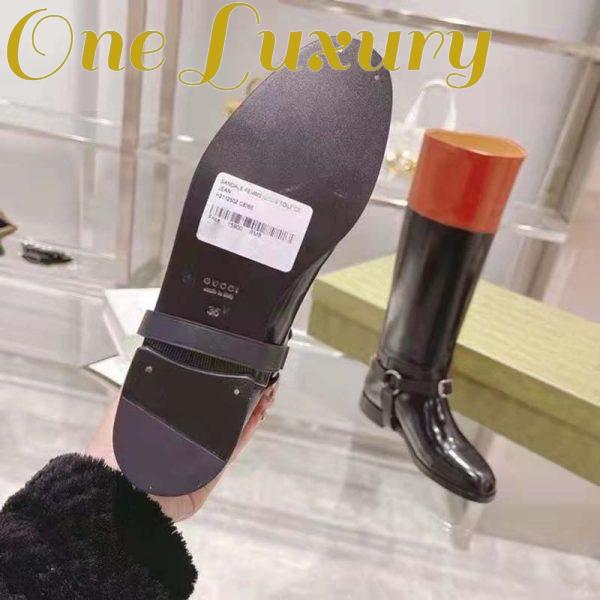 Replica Gucci GG Women Knee-High Boot Harness Black Brown Leather Interlocking G 10