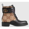 Replica Gucci GG Women’s Ankle Boot Double G Black Leather Tonal Matelassé 12