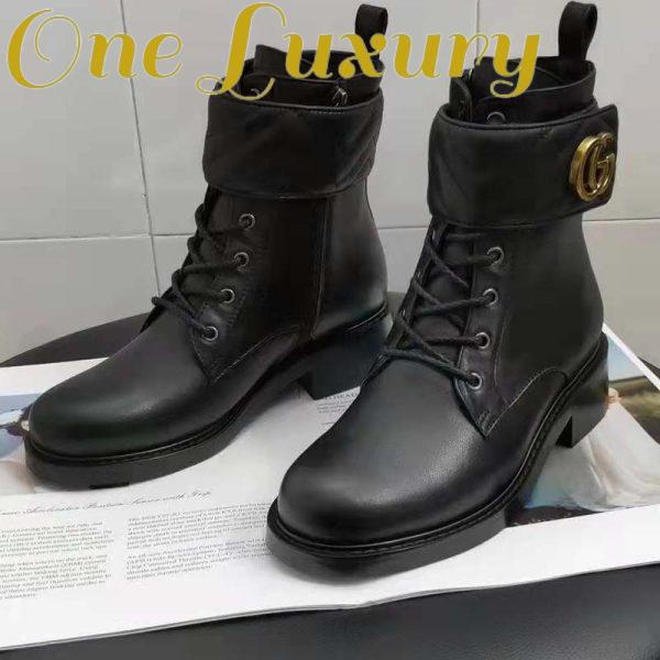 Replica Gucci GG Women’s Ankle Boot Double G Black Leather Tonal Matelassé 5
