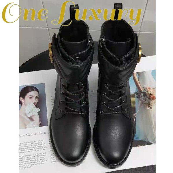 Replica Gucci GG Women’s Ankle Boot Double G Black Leather Tonal Matelassé 6