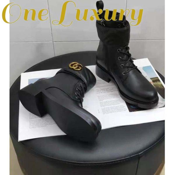 Replica Gucci GG Women’s Ankle Boot Double G Black Leather Tonal Matelassé 7