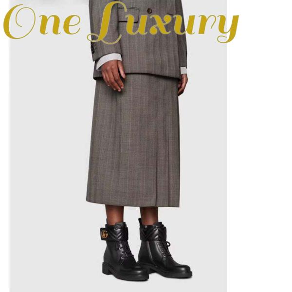 Replica Gucci GG Women’s Ankle Boot Double G Black Leather Tonal Matelassé 10