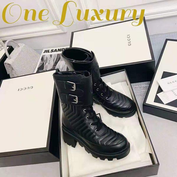 Replica Gucci GG Women’s Boot with Interlocking G Black Chevron Matelassè Leather 4