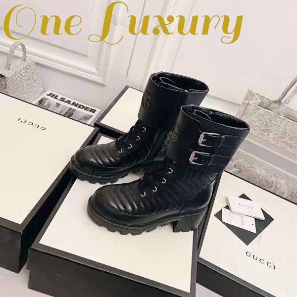 Replica Gucci GG Women’s Boot with Interlocking G Black Chevron Matelassè Leather 5