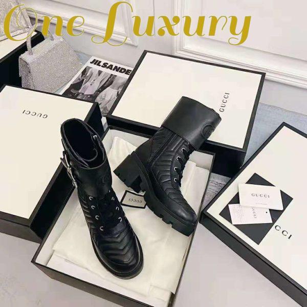 Replica Gucci GG Women’s Boot with Interlocking G Black Chevron Matelassè Leather 6