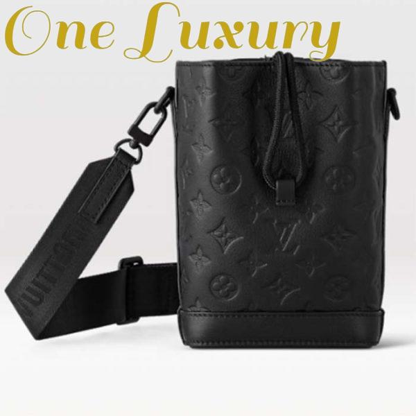 Replica Louis Vuitton Unisex Noe Sling Black Calf Leather Textile Lining Drawstring Closure